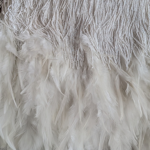NWT Nadine Merabi Sara Beaded Fringe Feathered Skirt Size S/4 - Picture 9 of 11